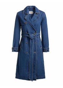 Langmantel Khujo "Trenchcoat Hera", Damen, Gr. S, blau (mid blau), Obermaterial: 100% Baumwolle CO. Obermaterial: Futter: 100% Polyester PES., M&auml;ntel Langmantel