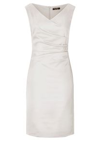 Etuikleid Vera Mont "Etuikleid mit Raffung", Damen, Gr. 48, EURO, wei&szlig; (rohwei&szlig;), 96% Polyester PES. 4% Elasthan EL., Kleider Etuikleid