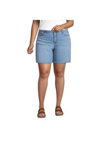 LANDS' END Recover Jeansshorts Mid Waist 18 cm, Damen,  Blau, Elasthan/Baumwoll-Mischung/Polyester-Mischung, by Lands' End