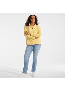 LANDS' END Pullover SERIOUS SWEATS mit Knopfleiste, Damen,  Gelb, Baumwoll-Mischung/Polyester-Mischung, by Lands' End