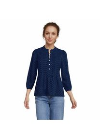 LANDS' END Baumwolle/Modal-Biesenshirt mit 3/4-&Auml;rmeln, Damen,  Blau, Elasthan/Baumwoll-Mischung/Synthetic-blend, by Lands' End