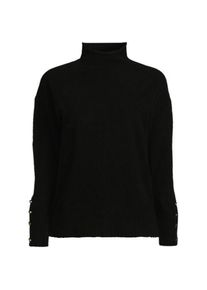 LANDS' END Sot Touch Stehkragenpullover mit &Auml;rmelkn&ouml;pfen, Damen,  Schwarz, Polyacryl/Woll-Mischung/Nylon-Mischung, by Lands' End