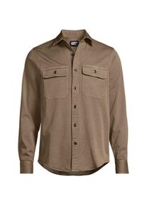 LANDS' END Garngef&auml;rbte Hemdjacke, Herren,  Braun, Elasthan/Lyocell (Viskose)/Viskose, by Lands' End