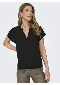Jacqueline de Yong Shirtbluse JDY "JDYLION S/S TOP WVN NOOS", Damen, Gr. 34 (XS), schwarz, Web, Obermaterial: 100% Polyester, unifarben, regular fit normal, V-Ausschnitt, Blusen Shirtbluse