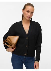 V&eacute;ro Moda Strickjacke VERO MODA "VMARIES LS V-NECK CARDIGAN BF", Herren, Gr. XS, schwarz, Strick, Obermaterial: 98% Polyester, 2% Elasthan, unifarben, regular fit, tiefer V-Ausschnitt, Strickjacken Strickjacke