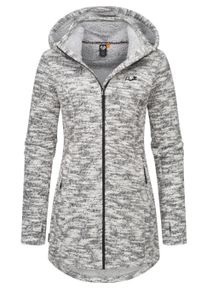 Kapuzensweatjacke Ragwear "Longstrickjacke Leysha Melange", Damen, Gr. L, grau (ash), Obermaterial: 56% Baumwolle CO. 44% Polyester PES. Futter: 100% Polyester PES., Sweatjacken Kapuzensweatjacke