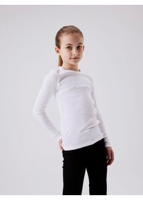 Langarmshirt name it "NKFNAKAL LS TOP NOOS", M&auml;dchen, Gr. 116, wei&szlig; (hellwei&szlig;), Jersey, Obermaterial: 95% Baumwolle, 5% Elasthan, unifarben, normal h&uuml;ftlang, Rundhals, abgesteppte Kante, Shirts Langarmshirt, in Basic-Form und leicht gerippter Qualit&auml;t
