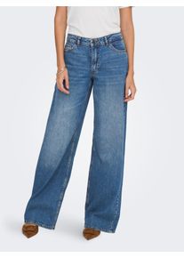 Jacqueline de Yong Relax-fit-Jeans JDY "JDYRUBY MW WID MB 1006 DNM NOOS", Damen, Gr. XL (42), L&auml;nge 32, medium blau denim, Denim/Jeans, Obermaterial: 99% Baumwolle, 1% Elasthan, unifarben, relaxed fit kn&ouml;chellang, Jeans Relax-fit-Jeans