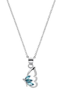 Kette mit Anh&auml;nger Amor "Blue fan", bunt (silberfarben, blau), Halsketten, Damen, mit Zirkonia, Silber 925 (Sterlingsilber), L: 42, Kette mit Anh&auml;nger, mit Zirkonia (synth.)