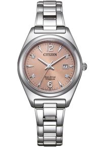 Solaruhr Citizen, silber (titansilberfarben, moccafarben), Armbanduhren, Damen, Solaruhr, Armbanduhr, Damenuhr, Titan, Datum, Saphirglas