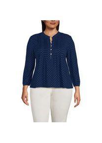LANDS' END Baumwolle/Modal-Biesenshirt mit 3/4-&Auml;rmeln, Damen,  Blau, Elasthan/Baumwoll-Mischung/Synthetic-blend, by Lands' End
