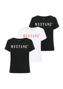T-Shirt Mustang "T-Shirt Style Alma 3P 3er Pack", Damen, Gr. M, bunt (2xschwarz, wei&szlig;), Obermaterial: 100% Baumwolle CO., Shirts T-Shirt