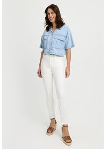 High-waist-Jeans WONDERJEANS "Skinny", Damen, Gr. 46, L&auml;nge 28, wei&szlig; (authentic wei&szlig;), Denim/Jeans, Obermaterial: 87% Baumwolle, 8% Polyester, 5% Elasthan, unifarben, skinny fit normal, Jeans High-waist-Jeans, in k&ouml;rperbetonter Passform