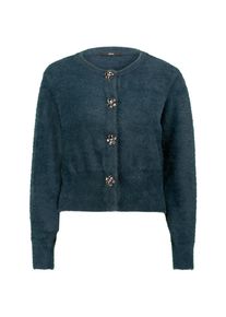 Strickjacke Zero "Strickjacke mit Blumenkn&ouml;pfen", Damen, Gr. 38, blau (teal ocean), Obermaterial: 73% Polyamid PA. 17% Viskose CV. 10% Polyester PES., Strickjacken Strickjacke