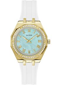 Quarzuhr Guess "DESIRE", wei&szlig;, Armbanduhren, Damen, Quarzuhr, Armbanduhr, Damenuhr, Silikonarmband