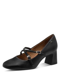 Spangenpumps Tamaris, Damen, Gr. 37, schwarz, Lederimitat, Schuhe Spangenpumps, Blockabsatz, Abendschuh, Festtagsschuh mit verstellbaren Schnallen