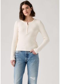 Levi's Langarmshirt LEVI'S "DRY GOODS HENLEY", Damen, Gr. M (38), gardenia, Web, Obermaterial: 95% Baumwolle, 5% Elasthan, unifarben, figurbetont h&uuml;ftbedeckend, Serafino, abgesteppt, Shirts Langarmshirt, Mit Waffelstruktur- Muster