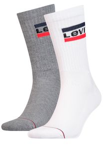 Levi's Socken LEVI'S "LEVIS REGULAR CUT SPRTWR LOGO 2P", Damen, Gr. 39-42, grau (wei&szlig;, grau), Baumwollmischung, bedruckt, unifarben mit Farbeinsatz, normal, Socken Socken, mit breitem Logobund