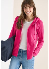 Sweatjacke Cecil, Damen, Gr. XXL (46), beetroot pink, Sweatware, Obermaterial: 80% Baumwolle, 15% Polyester, 5% Elasthan, unifarben, regular fit normal, ohne Ausschnitt, B&uuml;ndchen, Sweatjacken Sweatjacke, mit Kapuze