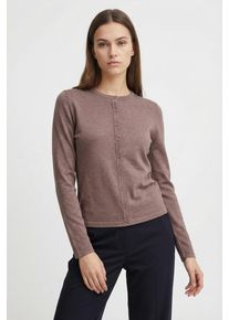 Strickjacke Saint Tropez "A8661, MilaSZ R-Neck Cardigan", Damen, Gr. XS, antler melange, Strick, Obermaterial: 80% Viskose, 20% Polyacryl, meliert, regular fit normal, Rundhals, Strickjacken Strickjacke, Viskosemischung, Classic fit