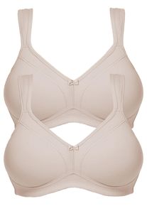 B&uuml;gelloser BH SuSa "2er Pack BH ohne B&uuml;gel Topsy", Damen, Gr. 100, Cup D, beige (cappuccino cappuccino), Stoff, Obermaterial: 83% Polyester PES. 17% Elasthan EL., BHs B&uuml;gelloser BH