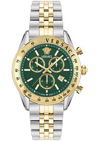 Chronograph Versace "CHRONO MASTER", silber (silberfarben, goldfarben), Armbanduhren, Herren, Chronograph, Quarzuhr, Armbanduhr, Herrenuhr, Datum, Stoppfunktion, Swiss Made