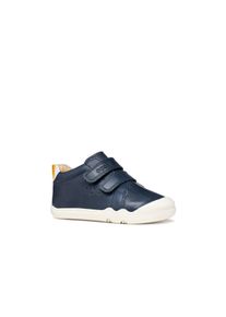 Barfu&szlig;schuh Geox "B STEPPIEUP BOY", Jungen, Gr. 25, navy, wei&szlig;, Leder, Schuhe Barfu&szlig;schuh, Babyschuh, hochgezogener Vorderkappe, Gr&ouml;&szlig;enschablone zum Download