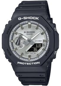 Chronograph Casio G-SHOCK, schwarz (schwarz, silberfarben), Armbanduhren, Damen, Chronograph, Quarzuhr,Armbanduhr,Herrenuhr,digital, bis 20 bar wasserd.Resinarmband