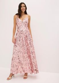 bonprix Abendkleid mit Paillettenstickerei, rosa, Gr.54, Maxikleid mit Paillettenstickerei und doppelten Spaghetti-Tr&auml;gern