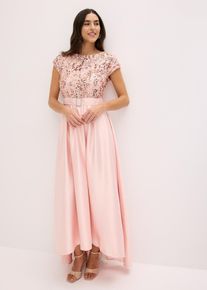 bonprix Abendkleid aus gl&auml;nzendem Satin mit Pailletten, rosa, Gr.36, Modern und feminin: Abendkleid aus gl&auml;nzendem Satin mit bestickten Pailletten im Oberteil