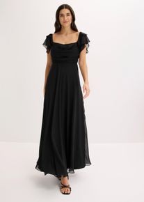 bonprix Abendkleid aus feinem Chiffon mit Drapierung, schwarz, Gr.36, Bezauberndes Maxikleid aus feinem Chiffon mit Drapierung
