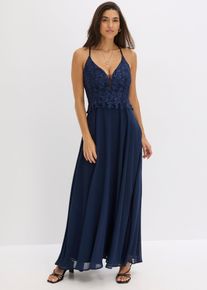 bonprix Tr&auml;gerkleid, blau, Gr.48, Bezauberndes Abendkleid mit hochwertiger Spitzen im Oberteil und verstellbaren Tr&auml;gern