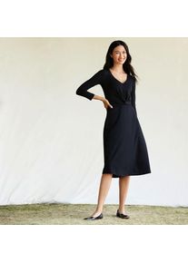 LANDS' END Jerseykleid mit 3/4-&Auml;rmeln aus Baumwolle/Modal-Mix, Damen,  Schwarz, Baumwolle Modal, by Lands' End