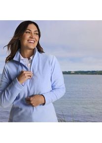 LANDS' END Anyweather Fleece-Pullover mit Rei&szlig;verschluss, Damen,  Blau, Polyester, by Lands' End