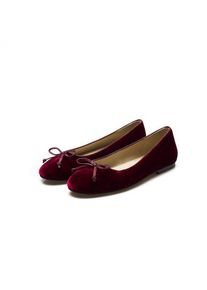 LANDS' END Ballerinas mit Schleife, Damen,  Rot, Leder, by Lands' End