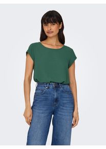 Kurzarmbluse Only "ONLVIC &ndash; feminines Blusenshirt in lockerer Form", Damen, Gr. 34, gr&uuml;n (sycamore), Web, Obermaterial: 97% Polyester, 3% Elasthan, unifarben, regular fit Po-bedeckend, Rundhals, Blusen Kurzarmbluse, Materialmix, regular fit