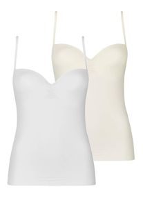 BH-Hemd Nina von C. "2er Pack BH Hemdchen Secret", Damen, Gr. 85, Cup B, bunt (wei&szlig; champagner), Obermaterial: 95% Polyamid PA. 5% Elasthan EL., BHs BH-Hemd