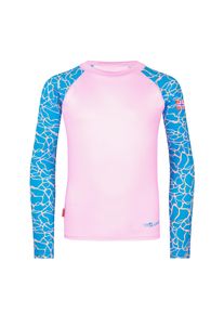 Longsleeve Trollkids "GIRLS HAUKLAND SHIRT", M&auml;dchen, Gr. 128, dynamic blau, candy pink, Obermaterial: 92% Polyester, 8% Elasthan, Shirts Longsleeve, k&ouml;rpernaher Schnitt, mit langen &Auml;rmeln, mit Daumenl&ouml;chern