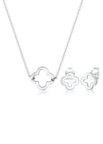 Ohrring und Ketten Set Elli "Schmuckset Kleeblatt 925 Sterling Silber" Gr. 40, silber, Schmuck_Sets, Herren, Blacklist, Silber 925 (Sterlingsilber), Ohrring und Ketten Set