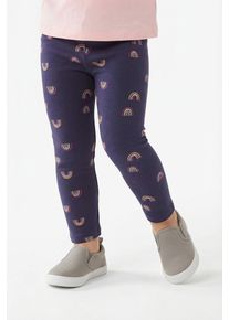 Leggings happy girls, M&auml;dchen, Gr. 110, N-Gr, blau (navy), Jersey, Obermaterial: 60% Polyester, 35% Baumwolle, 5% Elasthan, bedruckt, slim fit kn&ouml;chellang, Hosen Leggings, im tollen Alloverprint, Basic-Form