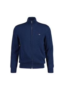 Sweatshirt Gant "Strickjacke CASUAL COTTON ZIP CARDIGAN", Damen, Gr. 3XL, blau (jeansblau melange), Obermaterial: 100% Baumwolle CO., Sweatshirts Sweatshirt