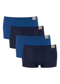 Boxershorts Sloggi "Boxershort GO Natural Hipster C4P 4er Pack", Herren, Gr. L, blau, Obermaterial: 95% Baumwolle CO. 5% Elasthan EL., Unterhosen Boxershorts