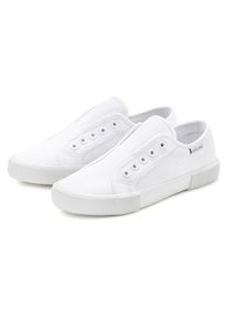 Sneaker Lascana "Slip-On-Sneaker", M&auml;dchen, Gr. 41, wei&szlig;, Obermaterial: 100% Textilmaterial. Decksohle: 100% Textilmaterial. Futter: 100% Textilmaterial. Laufsohle: 100% Synthetik, unifarben, Basic, Schuhe Sneaker, Slipper, Halbschuh bequem zum Reinschl&uuml;pfen VEGAN, Topseller