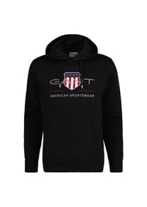 Sweatshirt Gant "Sweatshirt REGULAR ARCHIVE SHIELD HOODIE", Herren, Gr. M, schwarz, Obermaterial: 78% Baumwolle CO. 22% Polyester PES., Sweatshirts Sweatshirt