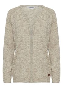 Strickjacke oxmo "Strickjacke OXDaniela", Damen, Gr. M, beige (bone wei&szlig;), Obermaterial: 50% Baumwolle CO. 50% Polyacryl PAN., meliert, h&uuml;ftbedeckend, Strickjacken Strickjacke