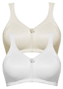 Entlastungs-BH SuSa "2er Pack Entlastungs BH Topsy Plus", Damen, Gr. 95, Cup G, bunt (wei&szlig; champagnermicro), Stoff, Obermaterial: 78% Polyamid PA. 22% Elasthan EL., BHs Entlastungs-BH