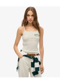 Superdry Damen Athletic Essentials Tr&auml;gerhemd mit Grafik und Kn&ouml;pfen Wei&szlig; - Gr&ouml;&szlig;e: 40 210302600061771D019