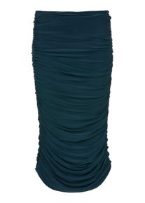 Madeleine Mode Bleistiftrock MADELEINE "Rock Geraffter Bleistift-Rock in Midi-L&auml;nge", Damen, Gr. 22, blau (dunkelpetrolblau), Obermaterial: 92% Polyester PES. 8% Elasthan EL., Modern, schmal, R&ouml;cke Bleistiftrock