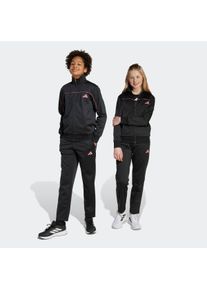 Trainingsanzug adidas Sportswear "COLOUR POP AUS TRIKOT F&Uuml;R KINDER", Damen, Gr. 176, schwarz (schwarz, pink fusion), Obermaterial: 100% Polyester, Sportanz&uuml;ge Trainingsanzug, f&uuml;r Kinder und Teens, zweiteiliges Set, mit Stehkragen