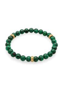 Armkette Kuzzoi "Armband Herren synth. Malachit Bead Oxidiert 925 Silber" Gr. 19, gold, Armb&auml;nder, Herren, 19, Resin, Armkette